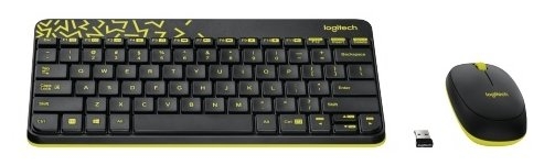 Комплект (клавиатура+мышь) Logitech MK240 Nano, черный/желтый (920-008213)