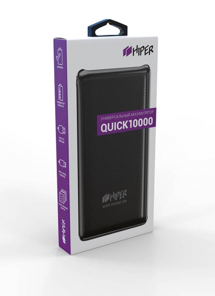 Мобильный аккумулятор Hiper Quick 10000 черный 