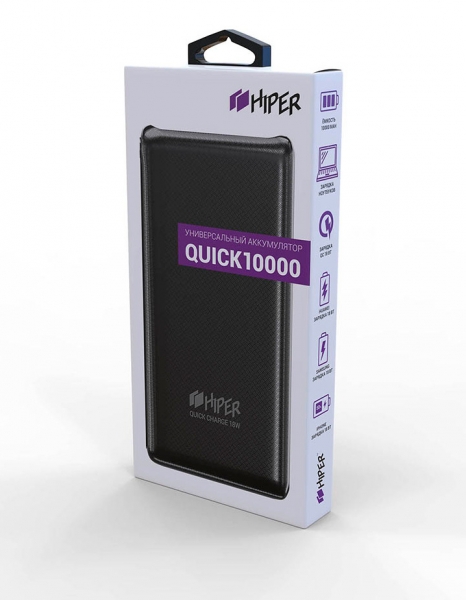 Мобильный аккумулятор Hiper Quick 10000 черный 