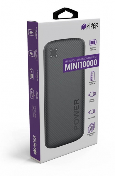 Мобильный аккумулятор Hiper MINI 10000 черный 