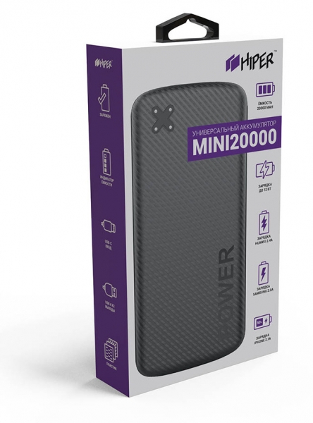 Мобильный аккумулятор Hiper MINI 20000 черный 