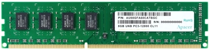 Модуль памяти Apacer DDR3 8GB 1600MHz UDIMM (AU08GFA60CATBGJ)