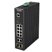 D-Link DIS-200G-12PS/A1A Промышленный управляемый коммутатор 2 уровня с 10 портами 10/100/1000Base-T и 2 портами 1000Base-X SFP (8 портов с поддержкой PoE 802.3af/802.3at (30 Вт),PoE бюджет до 240 Вт)