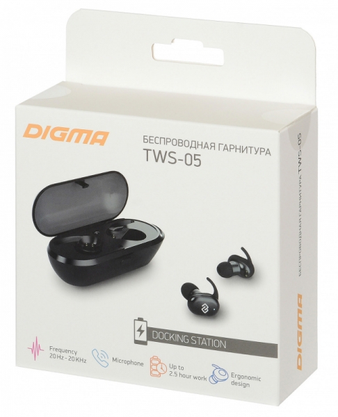 Гарнитура Digma TWS-05, черный (TW65)