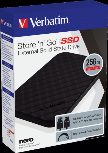 Внешний SSD накопитель Verbatim STORE N GO 256GB, черный (53249)