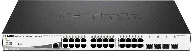 D-Link DGS-1210-28P/ME/A1A Управляемый коммутатор 2 уровня с 24 портами 10/100/1000Base-T с поддержкой PoE и 4 портами 1000Base-X SFP