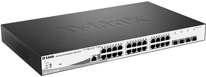 D-Link DGS-1210-28P/ME/A1A Управляемый коммутатор 2 уровня с 24 портами 10/100/1000Base-T с поддержкой PoE и 4 портами 1000Base-X SFP