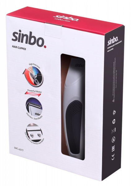 Машинка для стрижки Sinbo SHC 4377 серебристый/черный 8Вт (насадок в компл:4шт)