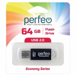 USB флешка Perfeo E01 64GB, черный (PF-E01B064ES)