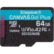Карта памяти MicroSDXC Kingston Canvas Go Plus 64Gb (SDCG3/64GBSP)