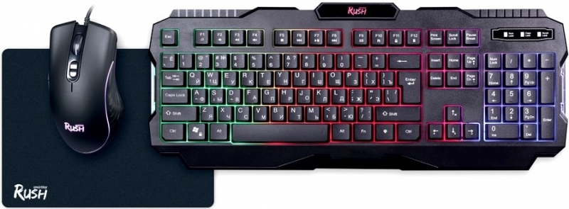 Клавиатура + мышь + коврик Smartbuy RUSH Shotgun, черный (SBC-307728G-K)