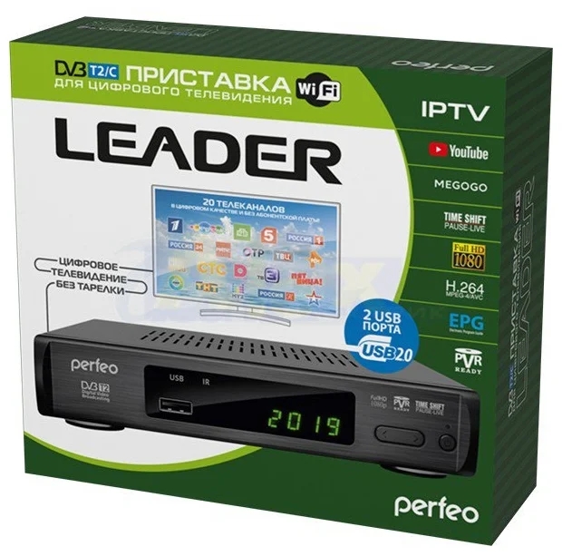 Приставка Perfeo LEADER DVB-T2/C черный (PF_A4412)