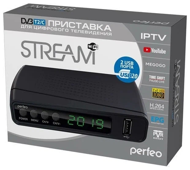 Приставка Perfeo STREAM DVB-T2/C черный (PF_A4351)
