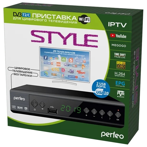 Тв-тюнер Perfeo DVB-T2/C черный (PF_A4414)