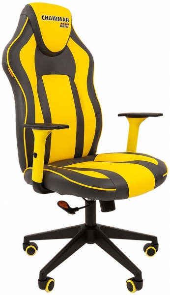 Кресло игровое Chairman game 23, серый/желтый (7053958)