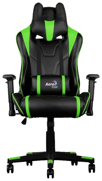 Кресло для геймера Aerocool AC220 AIR-BG, черно-зеленое, с перфорацией, до 150 кг, размер 66х63х125/133 см