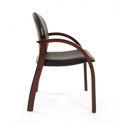 Конференц-стул Chairman 659 черный матовый (искусственная кожа/темный орех) (6066646)