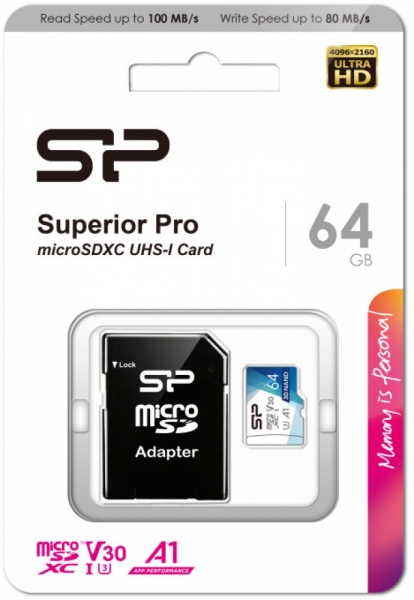 Карта памяти MicroSDXC Silicon Power Superior Pro 64Gb (SP064GBSTXDU3V20AB)