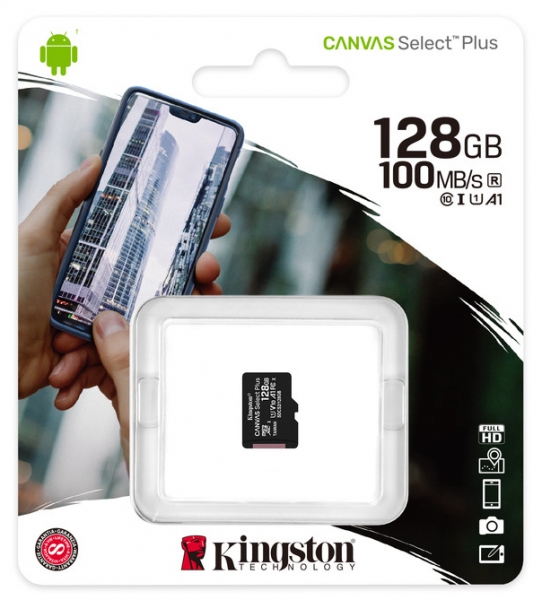 Флеш карта microSD 128GB Kingston microSDXC Class 10 UHS-I U1 Canvas Select Plus 100MB/s