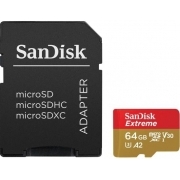 Флеш карта microSD 64GB SanDisk microSDXC Class 10 UHS-I A2 C10 V30 U3 Extreme (SD адаптер) 160MB/s
