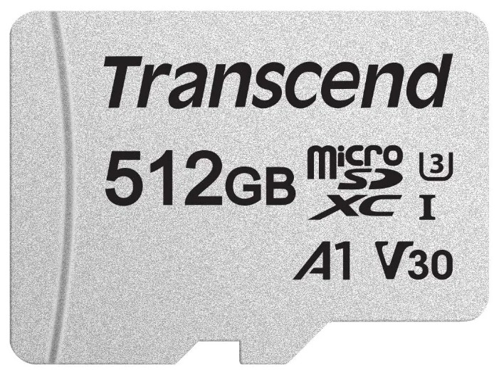 Карта памяти Transcend microSDXC 300S Class 10 U3 A1 V30 512GB + SD adapter (TS512GUSD300S-A)