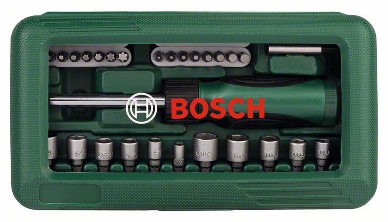 Набор бит и торцевых ключей с отверткой Bosch 2607019504 (46 предметов)
