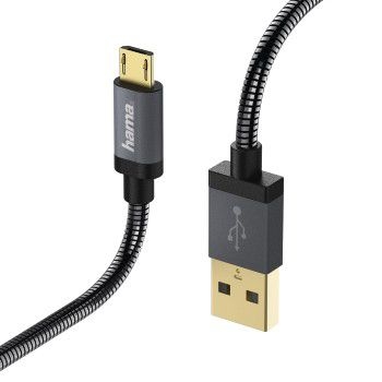 Кабель Hama Metal 00173625 microUSB В (m) USB A (m) 1.5м черный