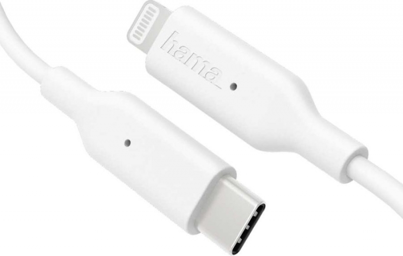 Кабель Mfi Hama 00183295, Lightning - USB Type-C, 1м, белый