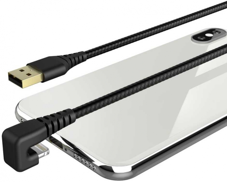 Кабель Hama 00187221 Lightning (m) угловой USB 2.0 (m) 1.5м черный