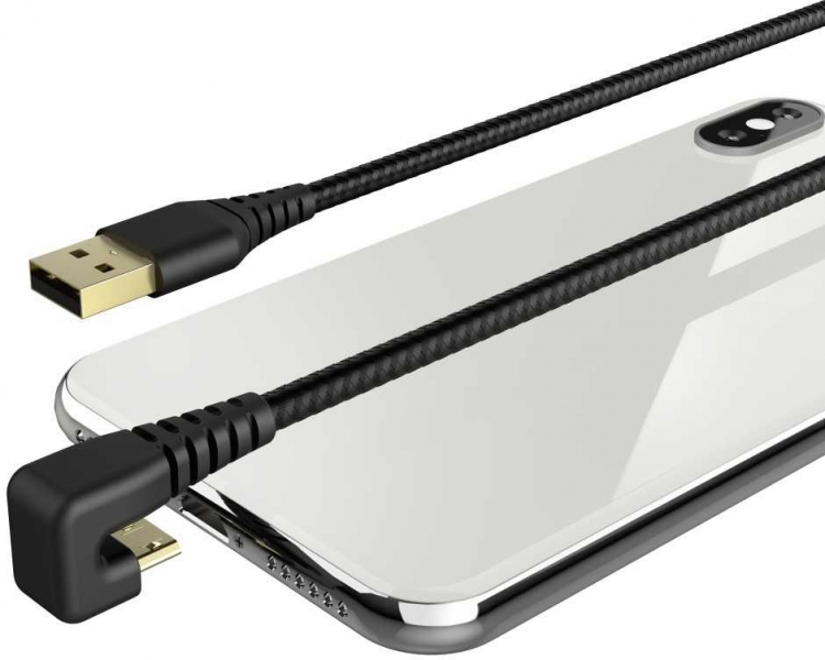 Кабель Hama 00187220 microUSB (m) угловой USB 2.0 (m) 1.5м черный
