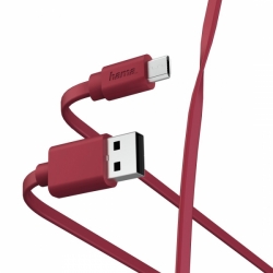 Кабель Hama 00187227 microUSB (m) USB A(m) 1м красный плоский