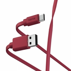 Кабель Hama 00187230 USB Type-C USB A(m) 1м красный плоский