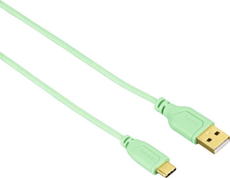Кабель Hama Flexi-Slim 00135786 USB Type-C (m) USB A (m) 0.75м зеленый