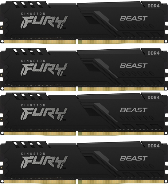 Оперативная память Kingston FURY Beast Black DDR4 64Gb (4x16Gb) 2666MHz (KF426C16BB1K4/64)
