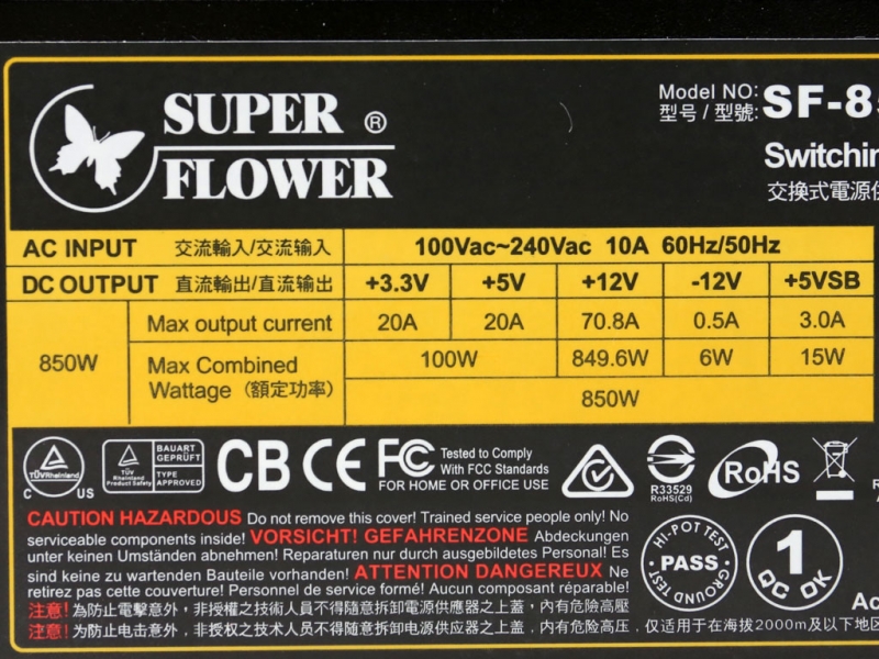 Блок питания Super Flower 850W Leadex Gold III SF-850F14HG