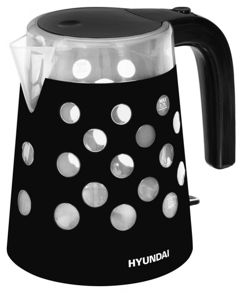 Чайник электрический Hyundai HYK-G2012, черный/прозрачный