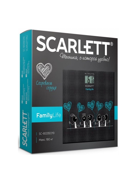 Весы напольные электронные Scarlett SC-BS33E019 черный/рисунок