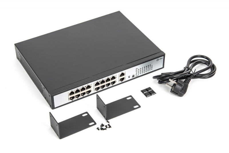 SKAT PoE-16E-2G PoE Plus switch, power 250W, ports: 16-Ethernet, 2-Uplink