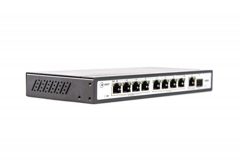 SKAT PoE-8E-1G-1S PoE Plus switch, power 120W, ports: 8-Ethernet, 1-Uplink, 1-SFP
