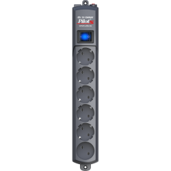 Pilot S surge protector 6 outlets (EUR 5 + 1 without grounding) 10 m, graphite