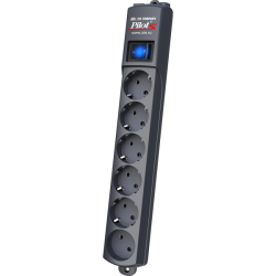 Pilot S surge protector 6 outlets (EUR 5 + 1 without grounding) 7 m, graphite