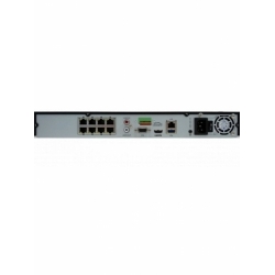 8-ми канальный IP-регистратор, Видеовход 8 IP@8Мп, Аудиовход 1 RCA,  Видеовыход 1 VGA, 1 HDMI 4К, Аудиовыход 1 RCA,  H.265+/H.265/H.264+/H.264, Вх поток 80 Мб/с, Исх поток 80 Мб/с, Разрешение записи до 8Мп, Синхр.воспр. 1 канал@8Мп, 4 канала@1080P,  2 HDD 6Тб, 1 RJ45, 8 независимых PoE интерфейса 10M/100M, 2 USB 2.0, -10...+55°C, 220В АC, 95Вт