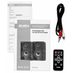 SVEN SPS-615, чёрный, акустическая система 2.0, мощность 2x10Вт (RMS), USB/SD, пульт ДУ, Bluetooth