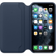 iPhone 11 Pro Max Leather Folio - Deep Sea Blue