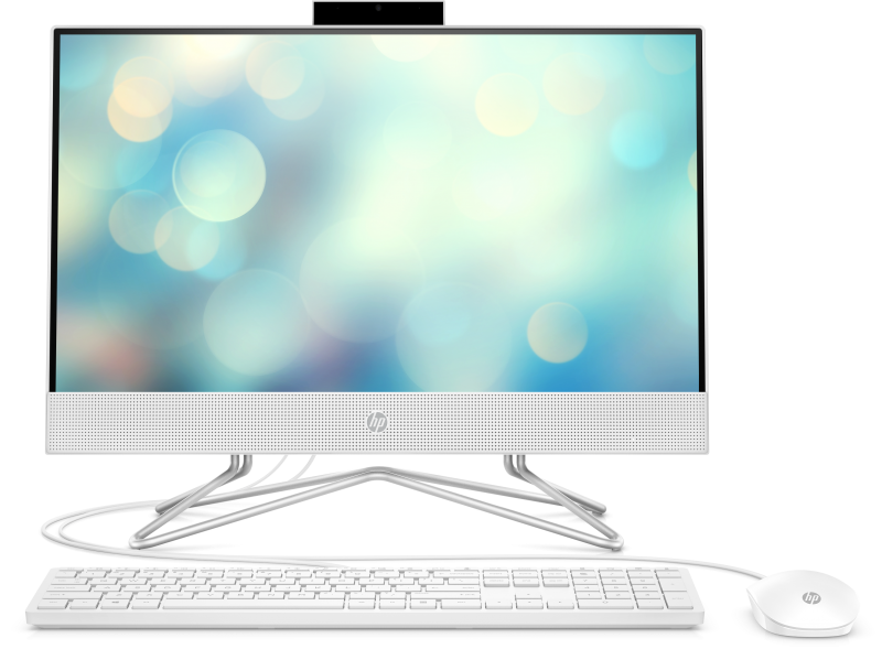 HP AiO 22-df1027ur Core i3-1125G4 4GB DDR4 3200 (1x4GB) 256 GB SSD NVMe Intel Internal Graphics  Snow White w/Wired Stand- HD Camera No ODD   FreeDos 3.0 White wired USB KB (Katydid) & USB mouse white LCD 21.5 FHD AG LED UWVA 3-sided