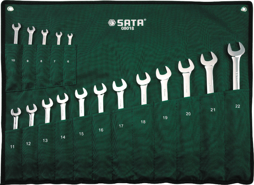 Набор комбинированных ключей с накидным наконечником 17шт Sata 08018