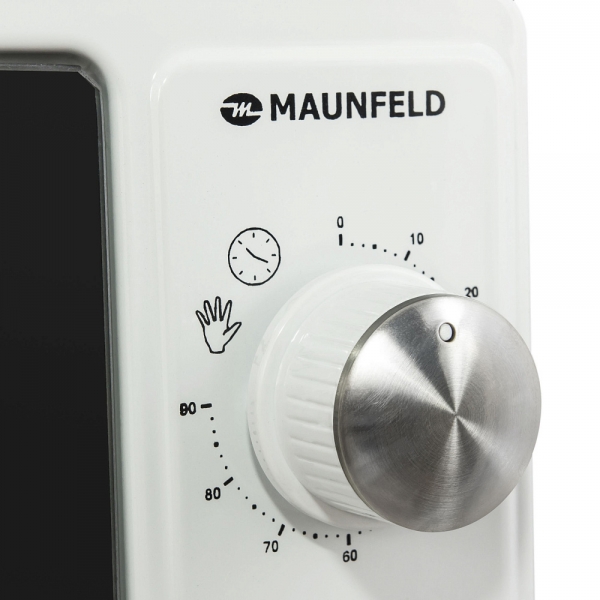 Мини-печь MAUNFELD GFSMO.20.5B/ Электрическая мини-печь, 50см, 1300 Вт, механический программатор, решетка для гриля, прямоугольный противень, круглый противень белый цвет