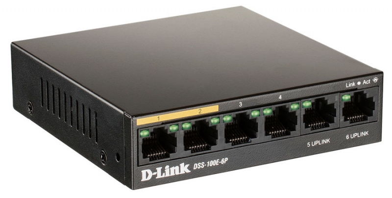 Коммутатор неуправляемый D-Link DSS-100E-6P/A1A
