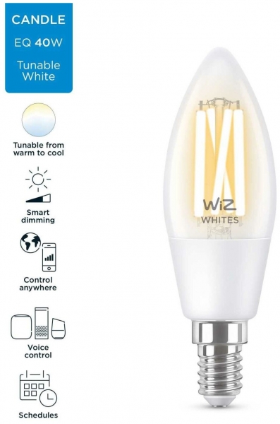 Лампа светодиодная WiZ Wi-Fi BLE 40W C35 E14927-65CL1PF/6 (929003017601)