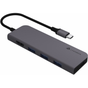 Разветвитель Type-C USB 3.0*4,HDMI *1 ,PD*1 Hub Lyambda Slim LC173 Gray L17